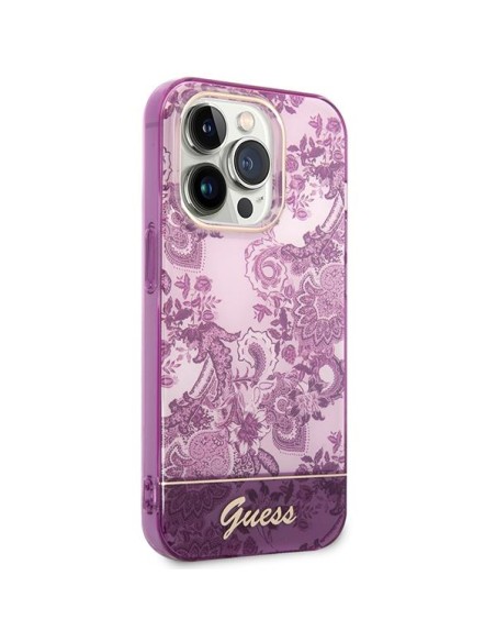 Guess Porcelain Collection dėklas, skirtas iPhone 14 Pro Max - fuksijos spalvos Guess Porcelain Collection dėklas, skirtas iPhone 14 Pro Max - fuksijos spalvos