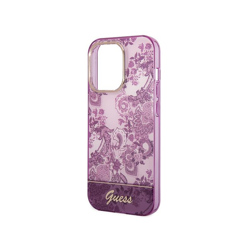 Guess Porcelain Collection dėklas, skirtas iPhone 14 Pro Max - fuksijos spalvos