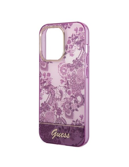 Guess Porcelain Collection dėklas, skirtas iPhone 14 Pro Max - fuksijos spalvos Guess Porcelain Collection dėklas, skirtas iPhone 14 Pro Max - fuksijos spalvos