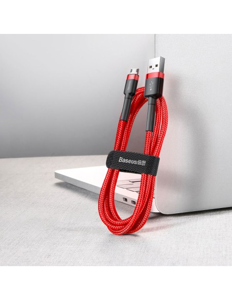 Patvarus lankstus kabelis USB microUSB 1.5A 2M raudonas Patvarus lankstus kabelis USB microUSB 1.5A 2M raudonas