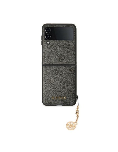 Guess GUHCZF4GF4GGR F721 Z Flip 4 pilkas / pilkas kietas dėklas 4G Charms kolekcija Guess GUHCZF4GF4GGR F721 Z Flip 4 pilkas / pilkas kietas dėklas 4G Charms kolekcija