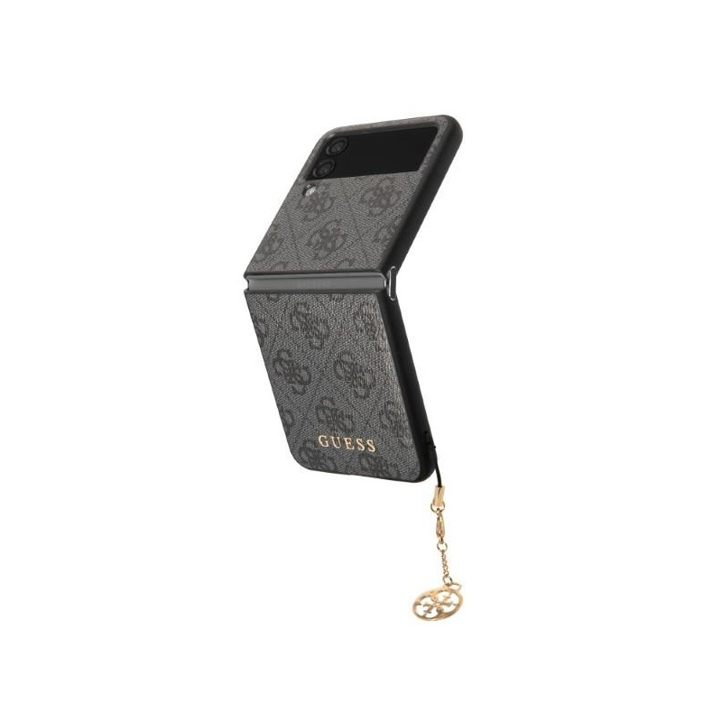 Guess GUHCZF4GF4GGR F721 Z Flip 4 pilkas / pilkas kietas dėklas 4G Charms kolekcija