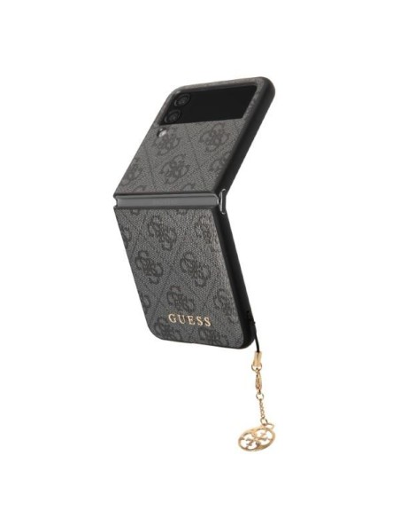 Guess GUHCZF4GF4GGR F721 Z Flip 4 pilkas / pilkas kietas dėklas 4G Charms kolekcija Guess GUHCZF4GF4GGR F721 Z Flip 4 pilkas / pilkas kietas dėklas 4G Charms kolekcija