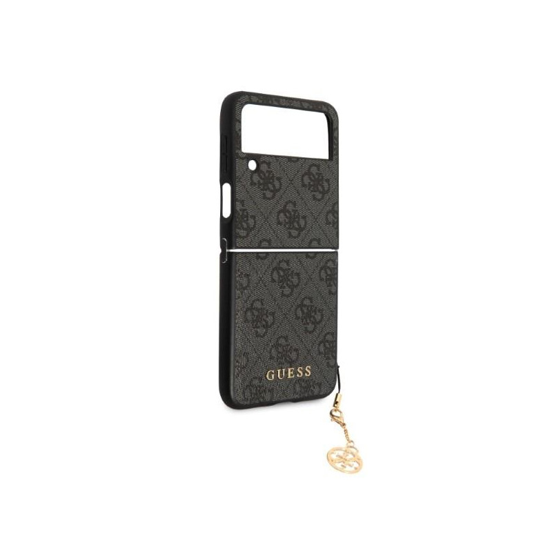 Guess GUHCZF4GF4GGR F721 Z Flip 4 pilkas / pilkas kietas dėklas 4G Charms kolekcija