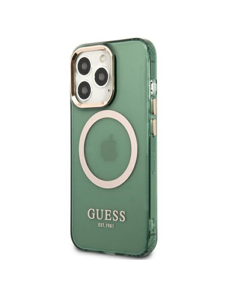 Guess Gold Outline permatomas MagSafe dėklas, skirtas iPhone 13 Pro / iPhone 13 - žalias Guess Gold Outline permatomas MagSafe dėklas, skirtas iPhone 13 Pro / iPhone 13 - žalias