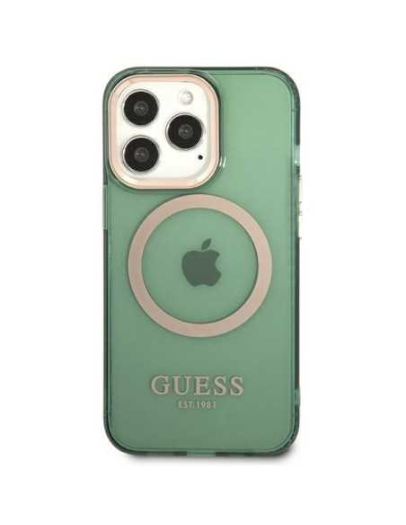 Guess Gold Outline permatomas MagSafe dėklas, skirtas iPhone 13 Pro / iPhone 13 - žalias Guess Gold Outline permatomas MagSafe dėklas, skirtas iPhone 13 Pro / iPhone 13 - žalias