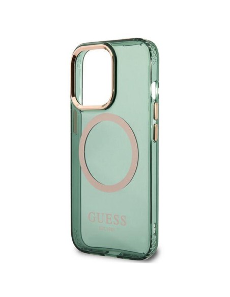 Guess Gold Outline permatomas MagSafe dėklas, skirtas iPhone 13 Pro / iPhone 13 - žalias Guess Gold Outline permatomas MagSafe dėklas, skirtas iPhone 13 Pro / iPhone 13 - žalias