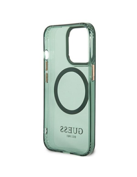 Guess Gold Outline permatomas MagSafe dėklas, skirtas iPhone 13 Pro / iPhone 13 - žalias Guess Gold Outline permatomas MagSafe dėklas, skirtas iPhone 13 Pro / iPhone 13 - žalias