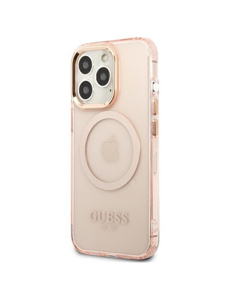 Guess Gold Outline permatomas MagSafe dėklas, skirtas iPhone 13 Pro / iPhone 13 - rožinis Guess Gold Outline permatomas MagSafe dėklas, skirtas iPhone 13 Pro / iPhone 13 - rožinis