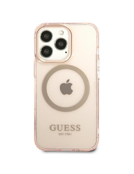 Guess Gold Outline permatomas MagSafe dėklas, skirtas iPhone 13 Pro / iPhone 13 - rožinis Guess Gold Outline permatomas MagSafe dėklas, skirtas iPhone 13 Pro / iPhone 13 - rožinis