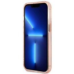Guess Gold Outline permatomas MagSafe dėklas, skirtas iPhone 13 Pro / iPhone 13 - rožinis