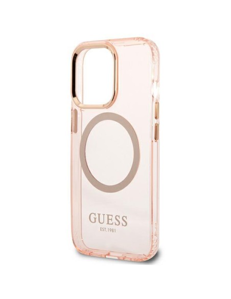 Guess Gold Outline permatomas MagSafe dėklas, skirtas iPhone 13 Pro / iPhone 13 - rožinis Guess Gold Outline permatomas MagSafe dėklas, skirtas iPhone 13 Pro / iPhone 13 - rožinis