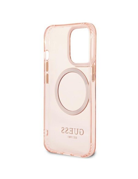 Guess Gold Outline permatomas MagSafe dėklas, skirtas iPhone 13 Pro / iPhone 13 - rožinis Guess Gold Outline permatomas MagSafe dėklas, skirtas iPhone 13 Pro / iPhone 13 - rožinis