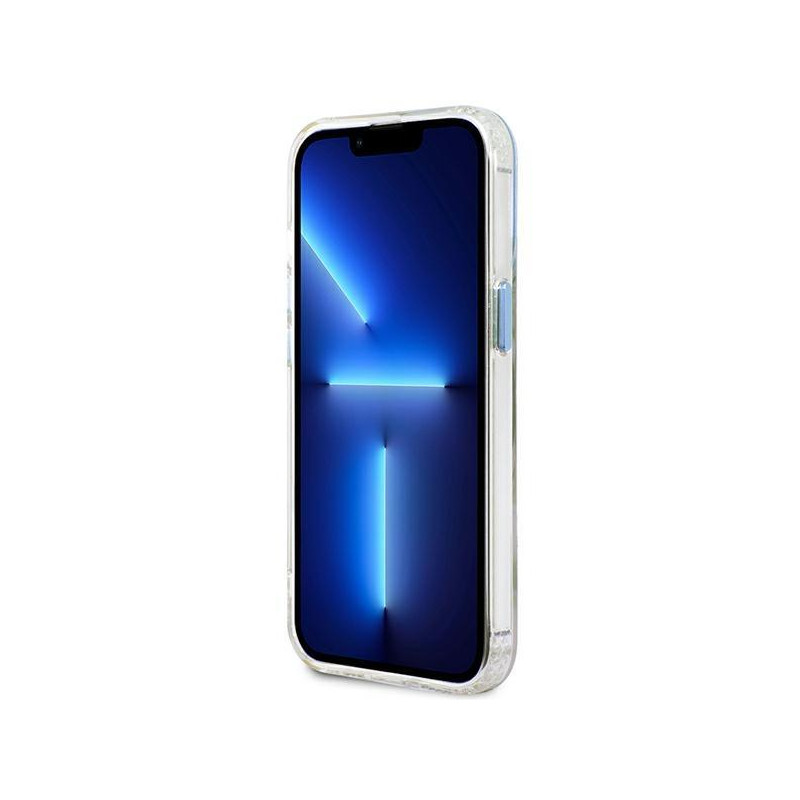 Guess Metal Outline MagSafe dėklas, skirtas iPhone 13 Pro / iPhone 13 - mėlynas