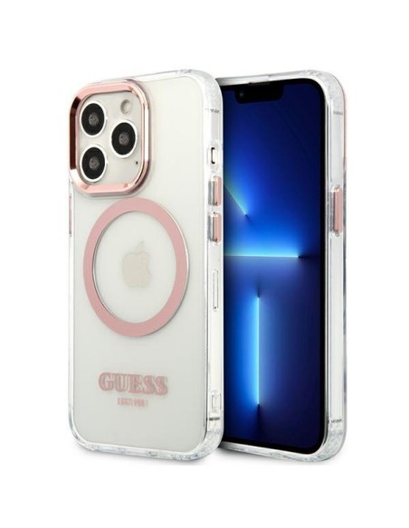 Guess Metal Outline MagSafe dėklas, skirtas iPhone 13 Pro / iPhone 13 - rožinis Guess Metal Outline MagSafe dėklas, skirtas iPhone 13 Pro / iPhone 13 - rožinis