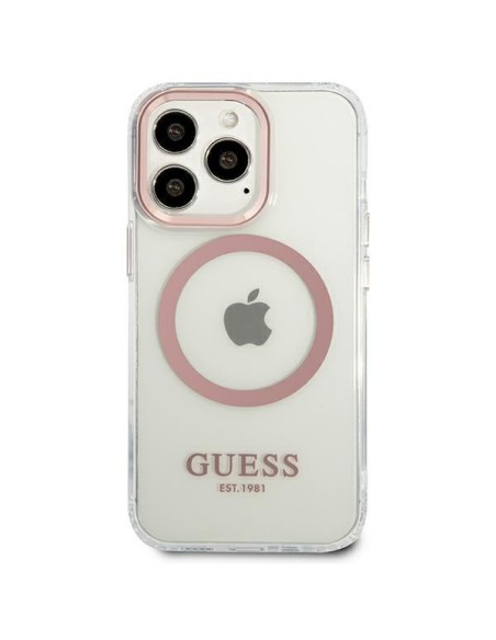Guess Metal Outline MagSafe dėklas, skirtas iPhone 13 Pro / iPhone 13 - rožinis Guess Metal Outline MagSafe dėklas, skirtas iPhone 13 Pro / iPhone 13 - rožinis