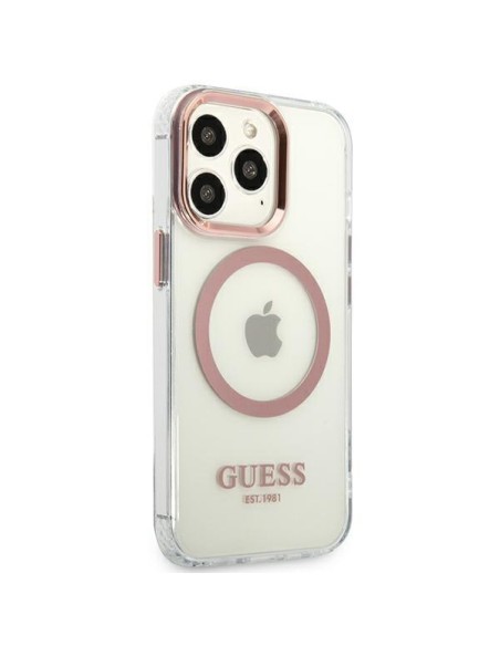 Guess Metal Outline MagSafe dėklas, skirtas iPhone 13 Pro / iPhone 13 - rožinis Guess Metal Outline MagSafe dėklas, skirtas iPhone 13 Pro / iPhone 13 - rožinis