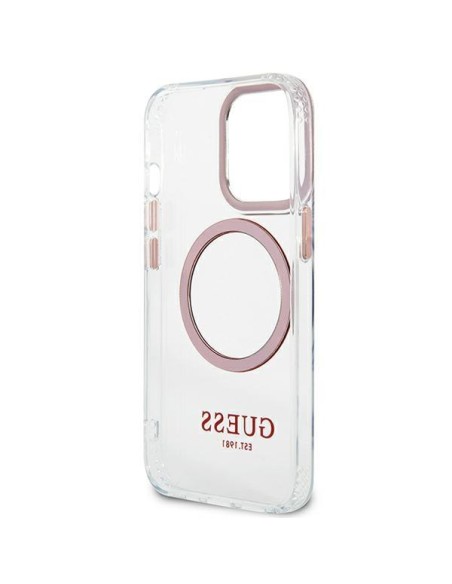 Guess Metal Outline MagSafe dėklas, skirtas iPhone 13 Pro / iPhone 13 - rožinis Guess Metal Outline MagSafe dėklas, skirtas iPhone 13 Pro / iPhone 13 - rožinis