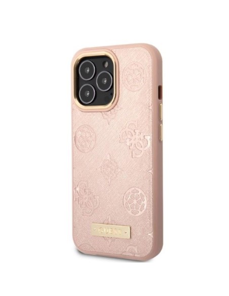 Guess Peony Logo Plate MagSafe dėklas, skirtas iPhone 13 Pro / iPhone 13 - rožinis Guess Peony Logo Plate MagSafe dėklas, skirtas iPhone 13 Pro / iPhone 13 - rožinis
