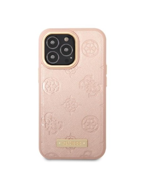 Guess Peony Logo Plate MagSafe dėklas, skirtas iPhone 13 Pro / iPhone 13 - rožinis Guess Peony Logo Plate MagSafe dėklas, skirtas iPhone 13 Pro / iPhone 13 - rožinis