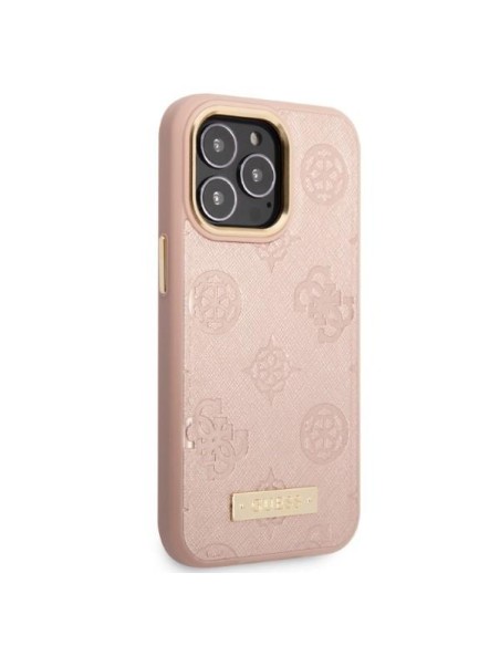 Guess Peony Logo Plate MagSafe dėklas, skirtas iPhone 13 Pro / iPhone 13 - rožinis Guess Peony Logo Plate MagSafe dėklas, skirtas iPhone 13 Pro / iPhone 13 - rožinis