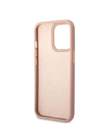 Guess Peony Logo Plate MagSafe dėklas, skirtas iPhone 13 Pro / iPhone 13 - rožinis Guess Peony Logo Plate MagSafe dėklas, skirtas iPhone 13 Pro / iPhone 13 - rožinis