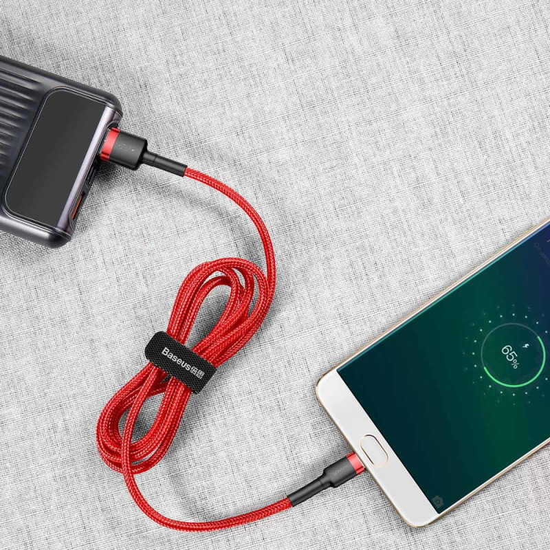 Patvarus lankstus kabelis USB microUSB 1.5A 2M raudonas