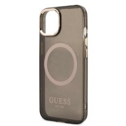 Guess Gold Outline permatomas MagSafe dėklas iPhone 13 - juodas