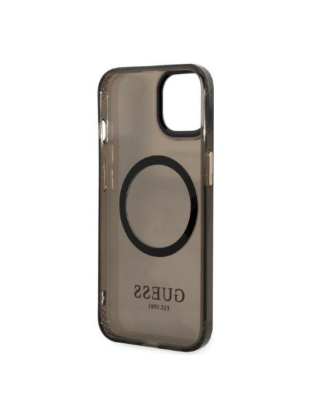 Guess Gold Outline permatomas MagSafe dėklas iPhone 13 - juodas Guess Gold Outline permatomas MagSafe dėklas iPhone 13 - juodas
