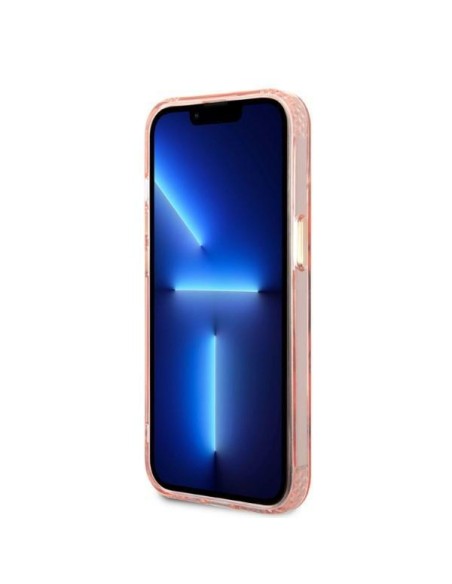 Guess Gold Outline permatomas MagSafe dėklas iPhone 13 - rožinis Guess Gold Outline permatomas MagSafe dėklas iPhone 13 - rožinis