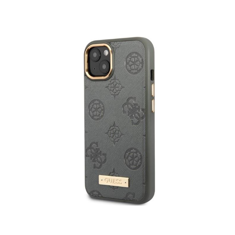Guess Peony Logo Plate MagSafe dėklas iPhone 13 - pilkas