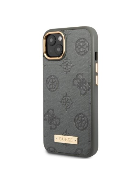 Guess Peony Logo Plate MagSafe dėklas iPhone 13 - pilkas Guess Peony Logo Plate MagSafe dėklas iPhone 13 - pilkas