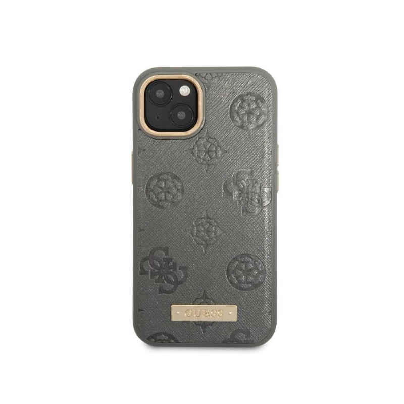 Guess Peony Logo Plate MagSafe dėklas iPhone 13 - pilkas