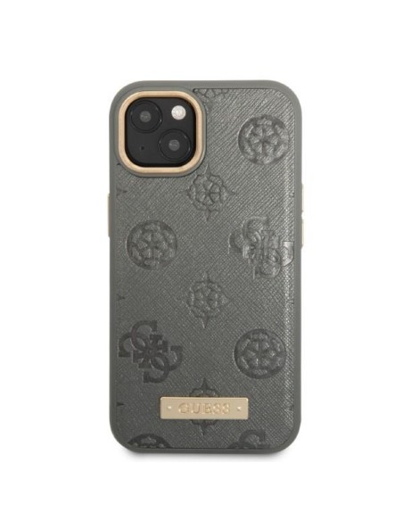 Guess Peony Logo Plate MagSafe dėklas iPhone 13 - pilkas Guess Peony Logo Plate MagSafe dėklas iPhone 13 - pilkas