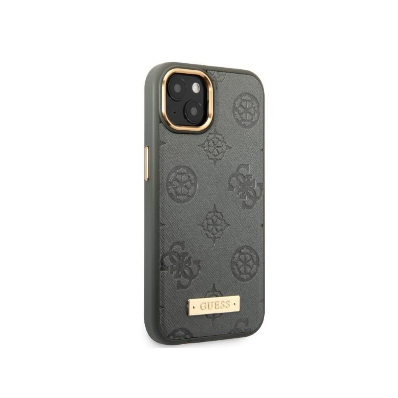 Guess Peony Logo Plate MagSafe dėklas iPhone 13 - pilkas