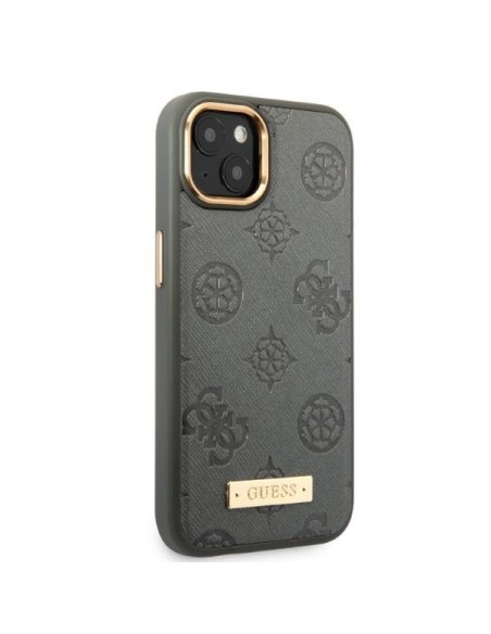Guess Peony Logo Plate MagSafe dėklas iPhone 13 - pilkas Guess Peony Logo Plate MagSafe dėklas iPhone 13 - pilkas