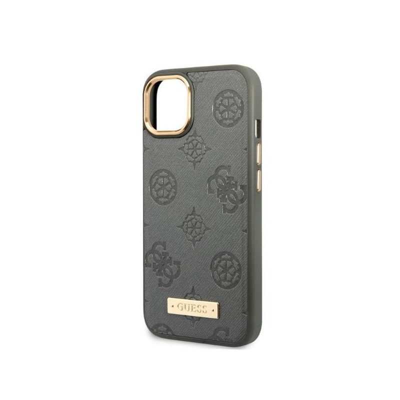 Guess Peony Logo Plate MagSafe dėklas iPhone 13 - pilkas