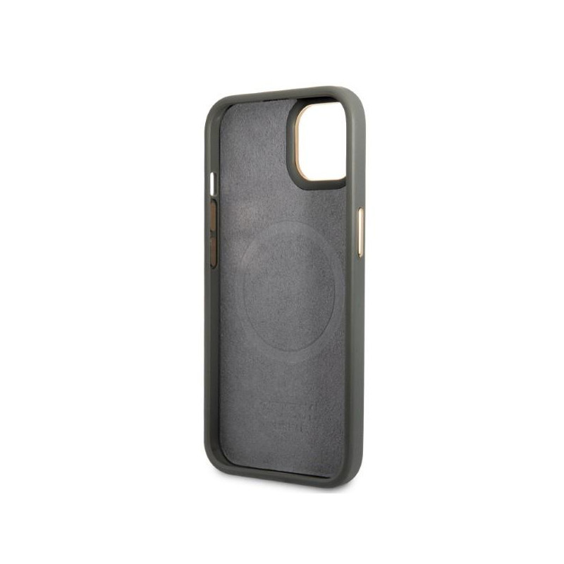Guess Peony Logo Plate MagSafe dėklas iPhone 13 - pilkas
