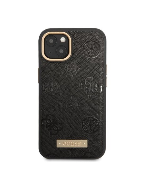 Guess Peony Logo Plate MagSafe dėklas iPhone 13 - juodas Guess Peony Logo Plate MagSafe dėklas iPhone 13 - juodas