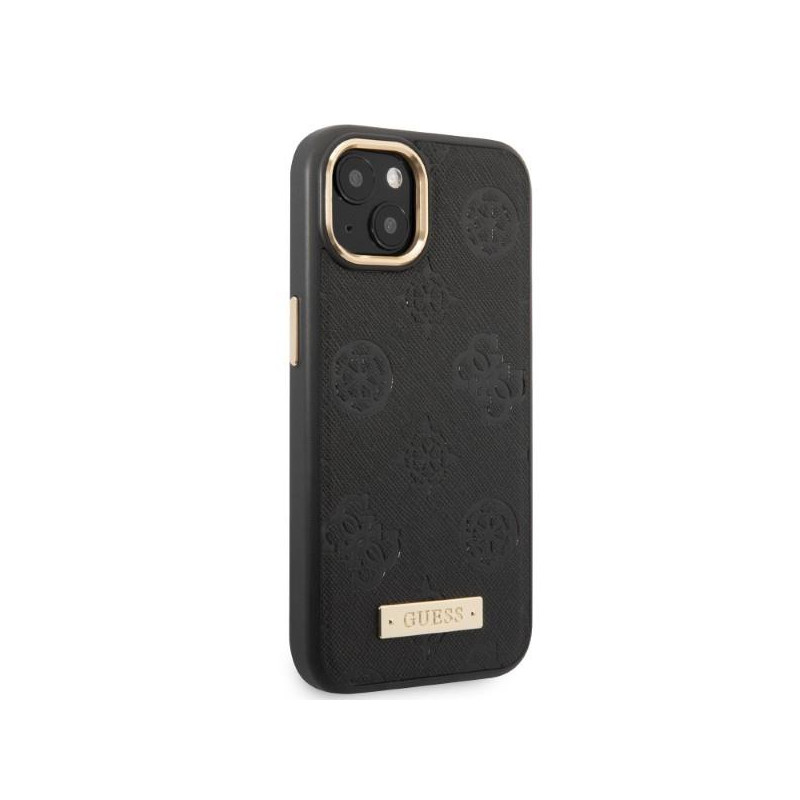 Guess Peony Logo Plate MagSafe dėklas iPhone 13 - juodas