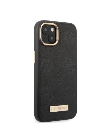 Guess Peony Logo Plate MagSafe dėklas iPhone 13 - juodas Guess Peony Logo Plate MagSafe dėklas iPhone 13 - juodas