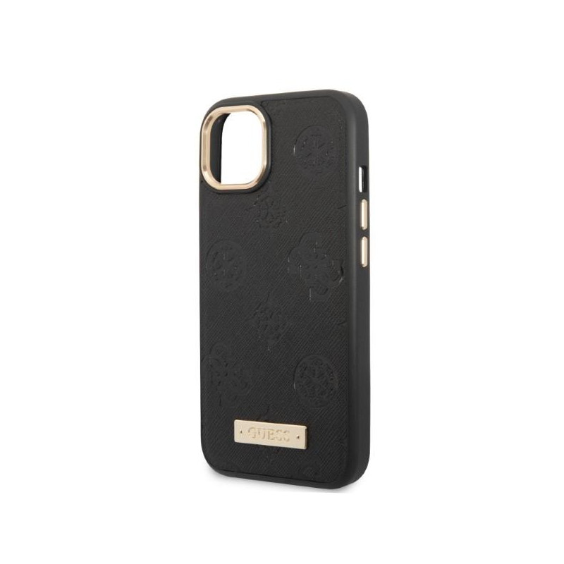 Guess Peony Logo Plate MagSafe dėklas iPhone 13 - juodas