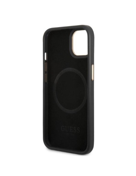 Guess Peony Logo Plate MagSafe dėklas iPhone 13 - juodas Guess Peony Logo Plate MagSafe dėklas iPhone 13 - juodas