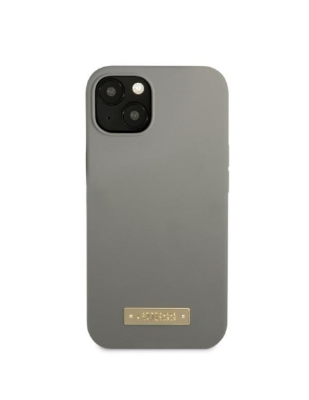 Guess Silicone Logo Plate MagSafe dėklas iPhone 13 - pilkas Guess Silicone Logo Plate MagSafe dėklas iPhone 13 - pilkas