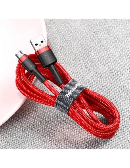Patvarus lankstus kabelis USB microUSB 1.5A 2M raudonas Patvarus lankstus kabelis USB microUSB 1.5A 2M raudonas