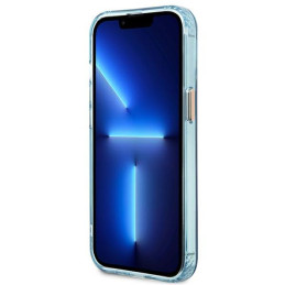 Guess Gold Outline permatomas MagSafe dėklas, skirtas iPhone 13 Pro Max – mėlynas