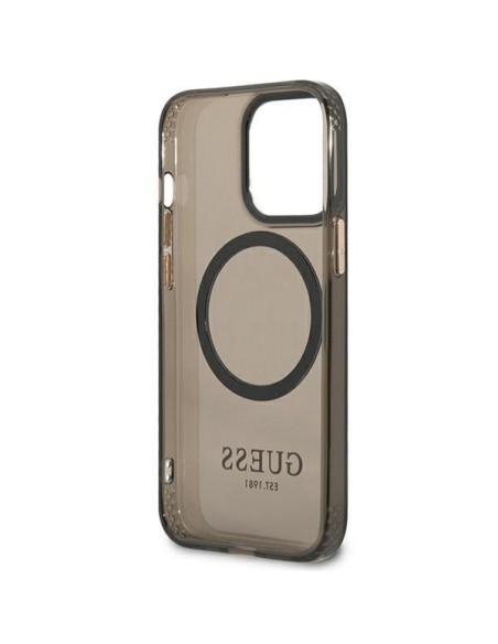Guess Gold Outline permatomas MagSafe dėklas, skirtas iPhone 13 Pro Max - juodas Guess Gold Outline permatomas MagSafe dėklas, skirtas iPhone 13 Pro Max - juodas