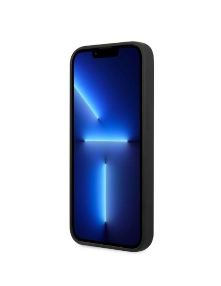 Guess Silicone Logo Plate MagSafe dėklas, skirtas iPhone 13 Pro Max - juodas