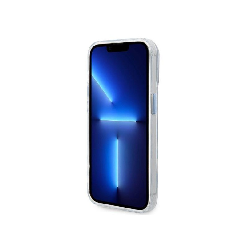 Guess Metal Outline MagSafe dėklas iPhone 14 Pro - mėlynas