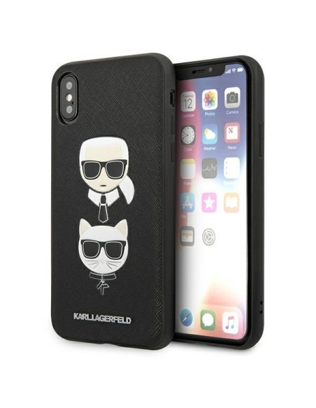 Karl Lagerfeld Saffiano Karl&Choupette Head dėklas iPhone XS Max - juodas Karl Lagerfeld Saffiano Karl&Choupette Head dėklas iPhone XS Max - juodas